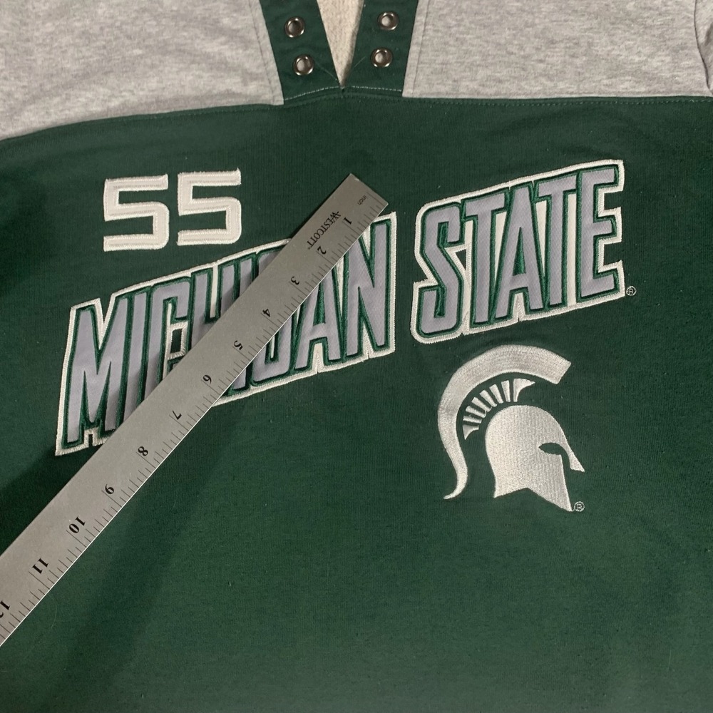 Michigan‎ State Spartans Hoodie Mens Medium Green Hockey Sweatshirt Pullover MSU - Picture 4 of 12